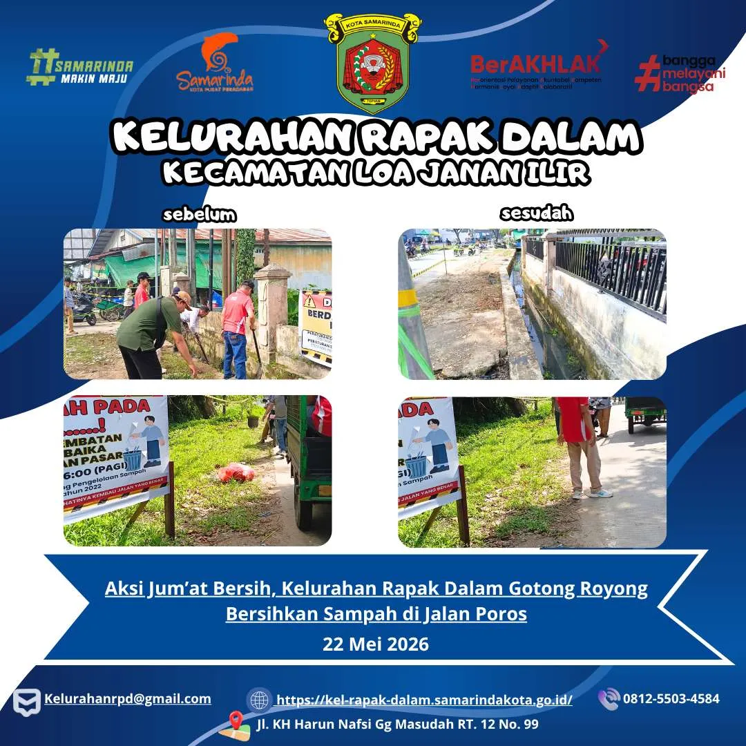 Aksi Jum’at Bersih, Kelurahan Rapak Dalam Gotong Royong Bersihkan Sampah di Jalan Poros