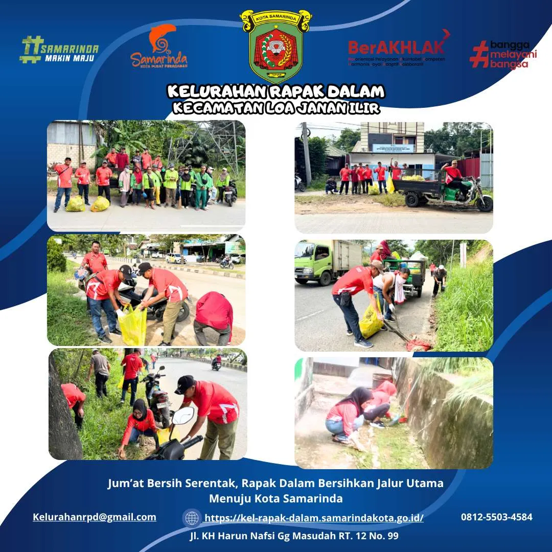 Jum’at Bersih Serentak, Rapak Dalam Bersihkan Jalur Utama Menuju Kota Samarinda