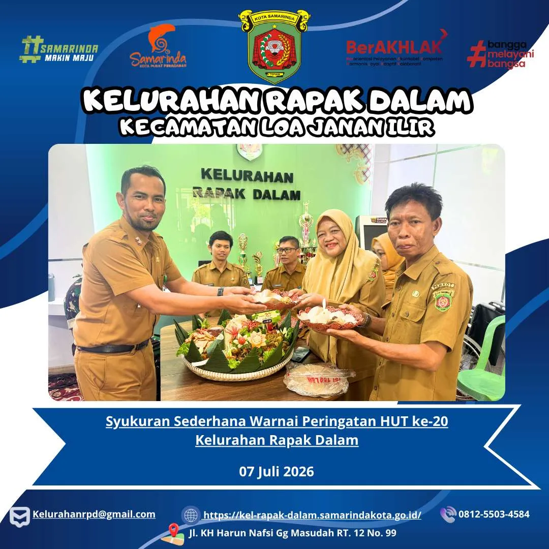 Syukuran Sederhana Warnai Peringatan HUT ke-20 Kelurahan Rapak Dalam
