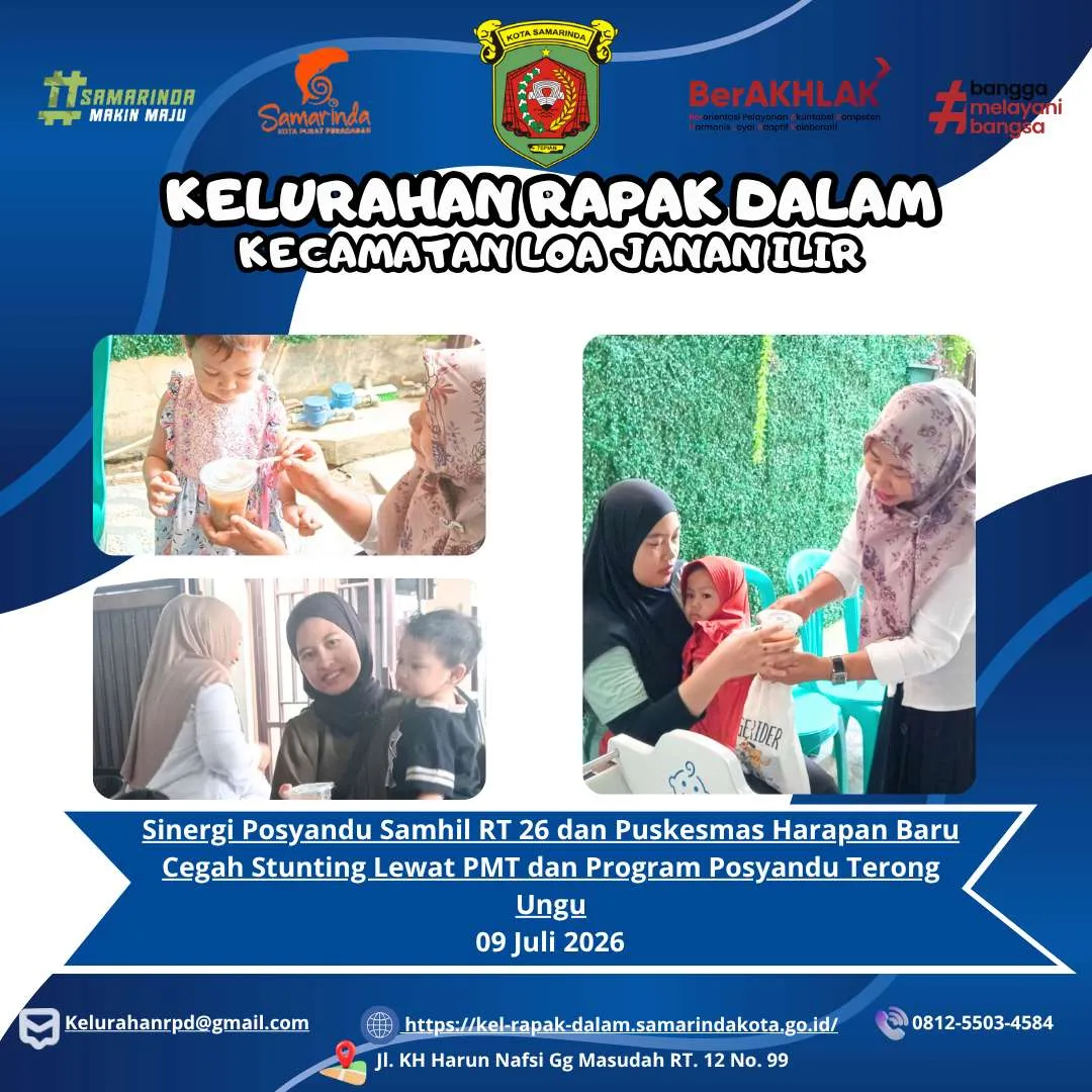 Sinergi Posyandu Samhil RT 26 dan Puskesmas Harapan Baru Cegah Stunting Lewat PMT dan Program Posyandu Terong Ungu