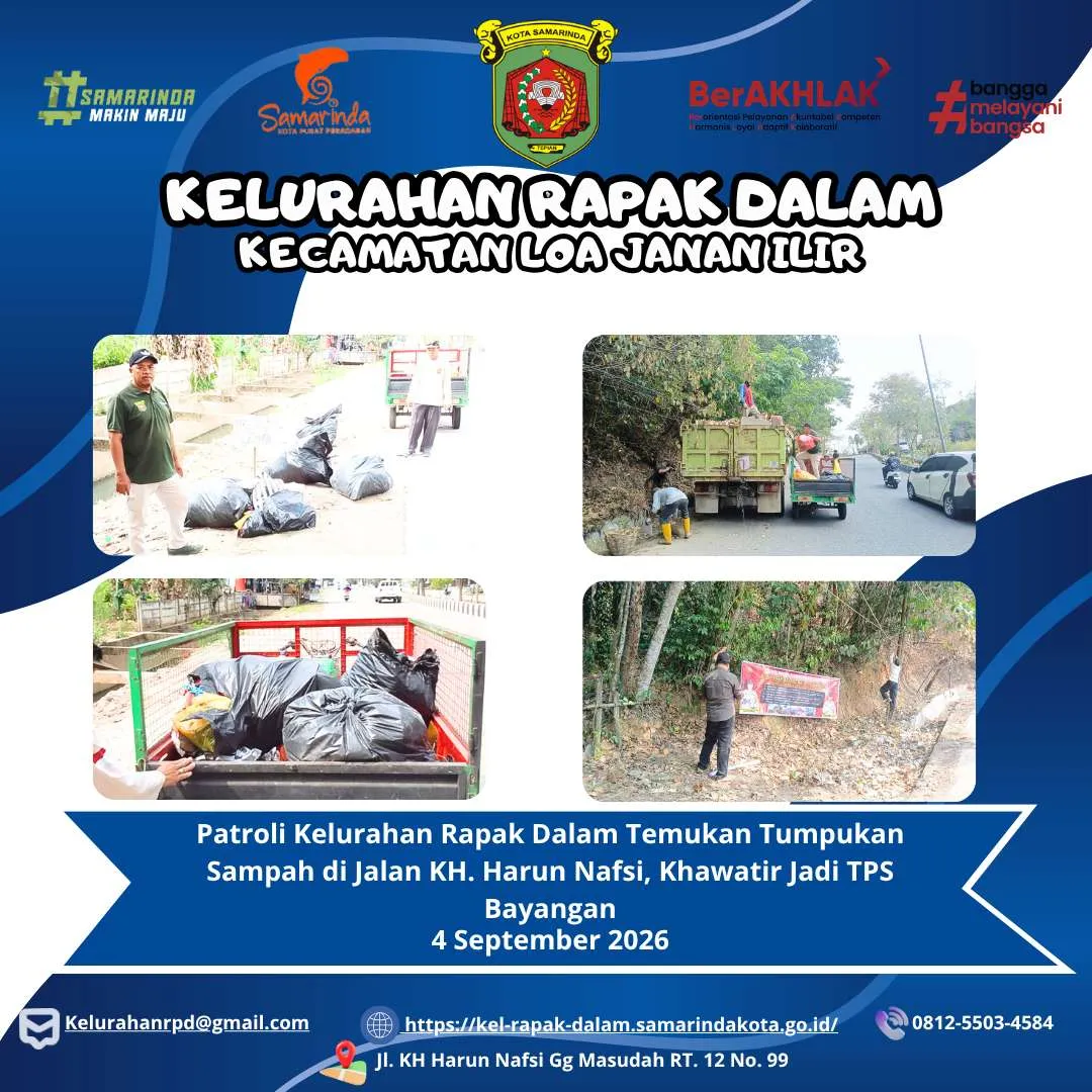 Patroli Kelurahan Rapak Dalam Temukan Tumpukan Sampah di Jalan KH. Harun Nafsi, Khawatir Jadi TPS Bayangan