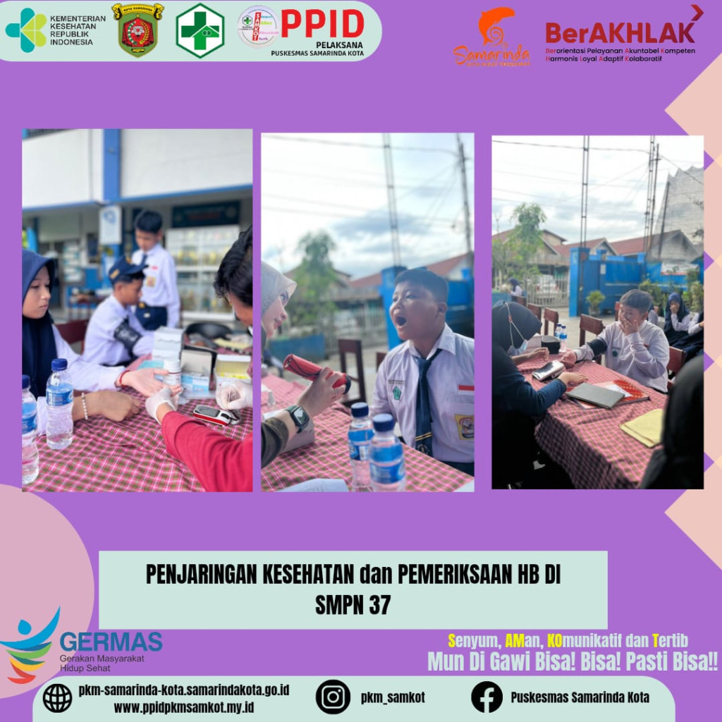 Penjaringan Kesehatan dan Pemeriksaaan HB di SMPN 37