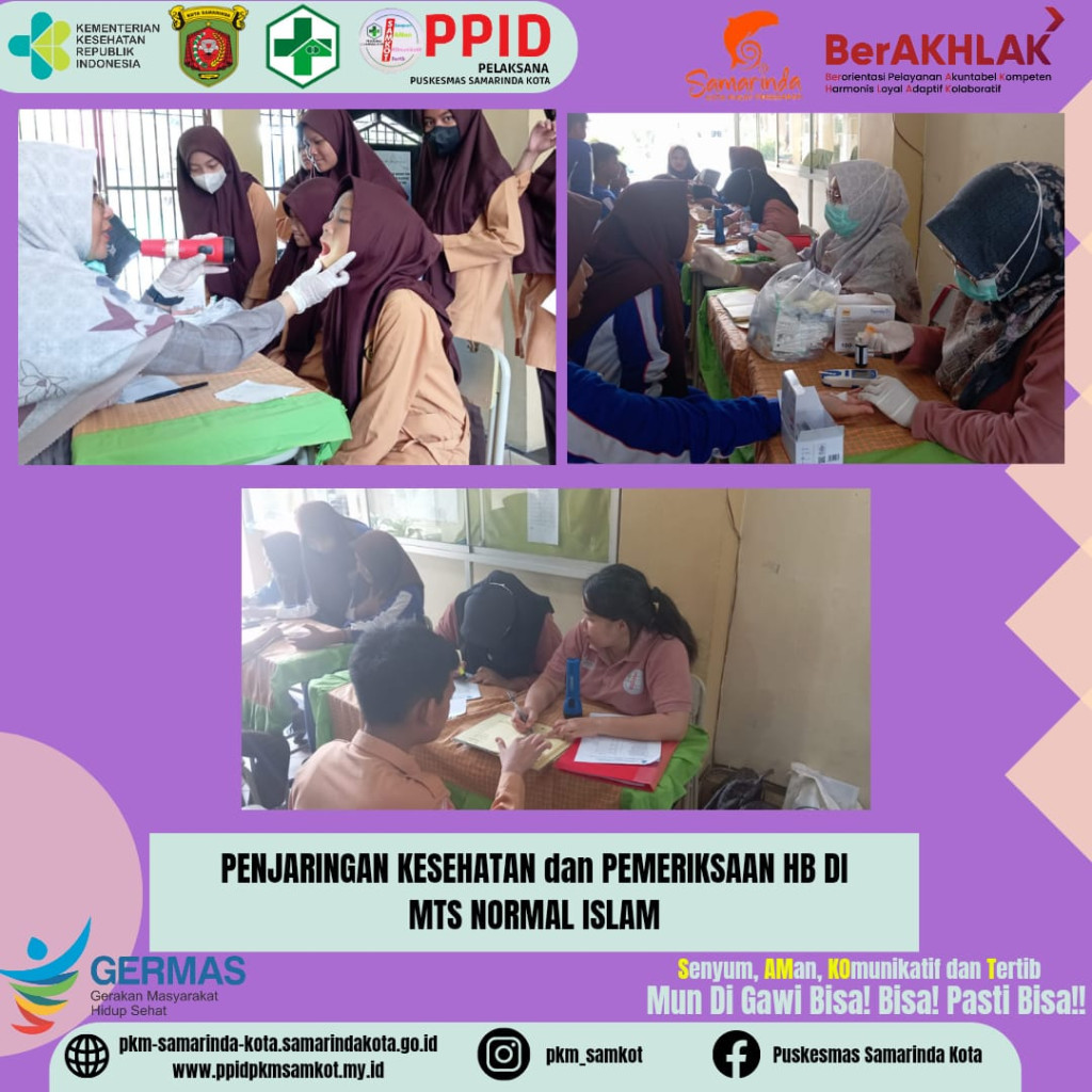 Penjaringan Kesehatan dan pemeriksaan HB MTS Normal Islam