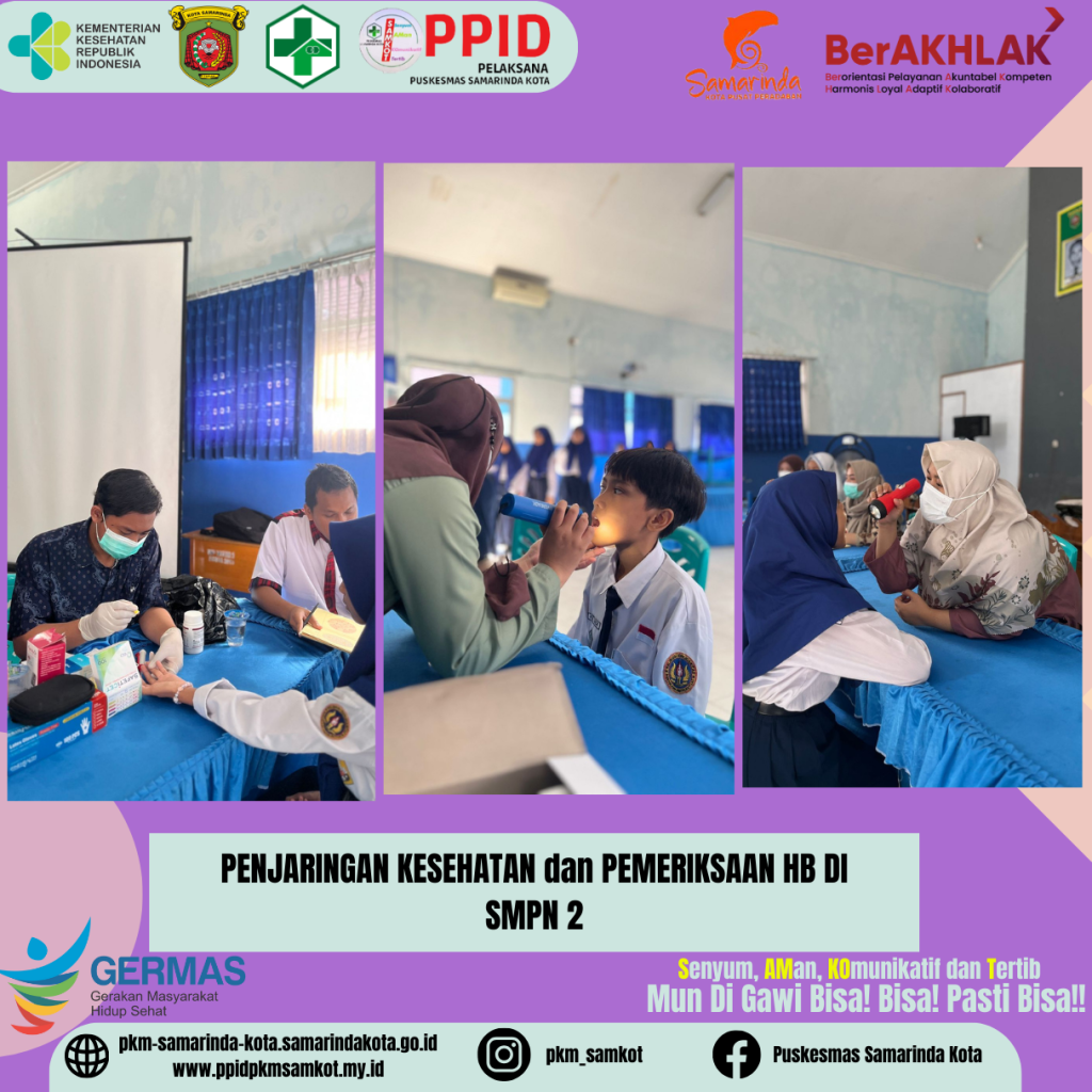 Penjaringan Kesehatan dan Pemeriksaan HB di SMPN 2