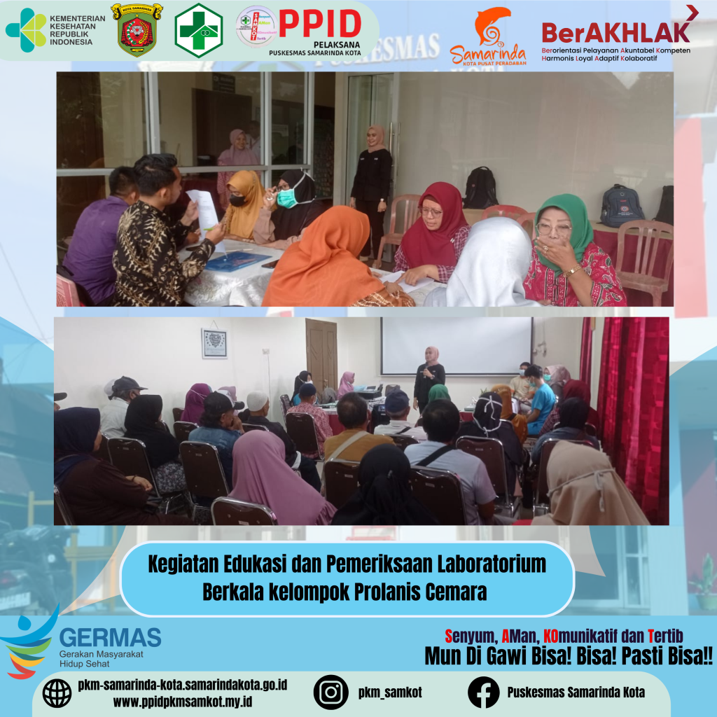 Kegiatan Edukasi dan Pemeriksaan Laboratorium Berkala Prolanis Cemara Puskesmas Samarinda Kota.