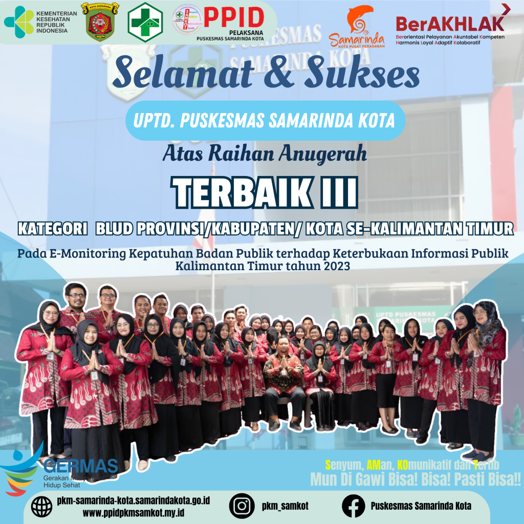 TERBAIK III  , PPID UPTD Puskesmas Samarinda Kota berhasil meraih Anugerah Keterbukaan Informasi