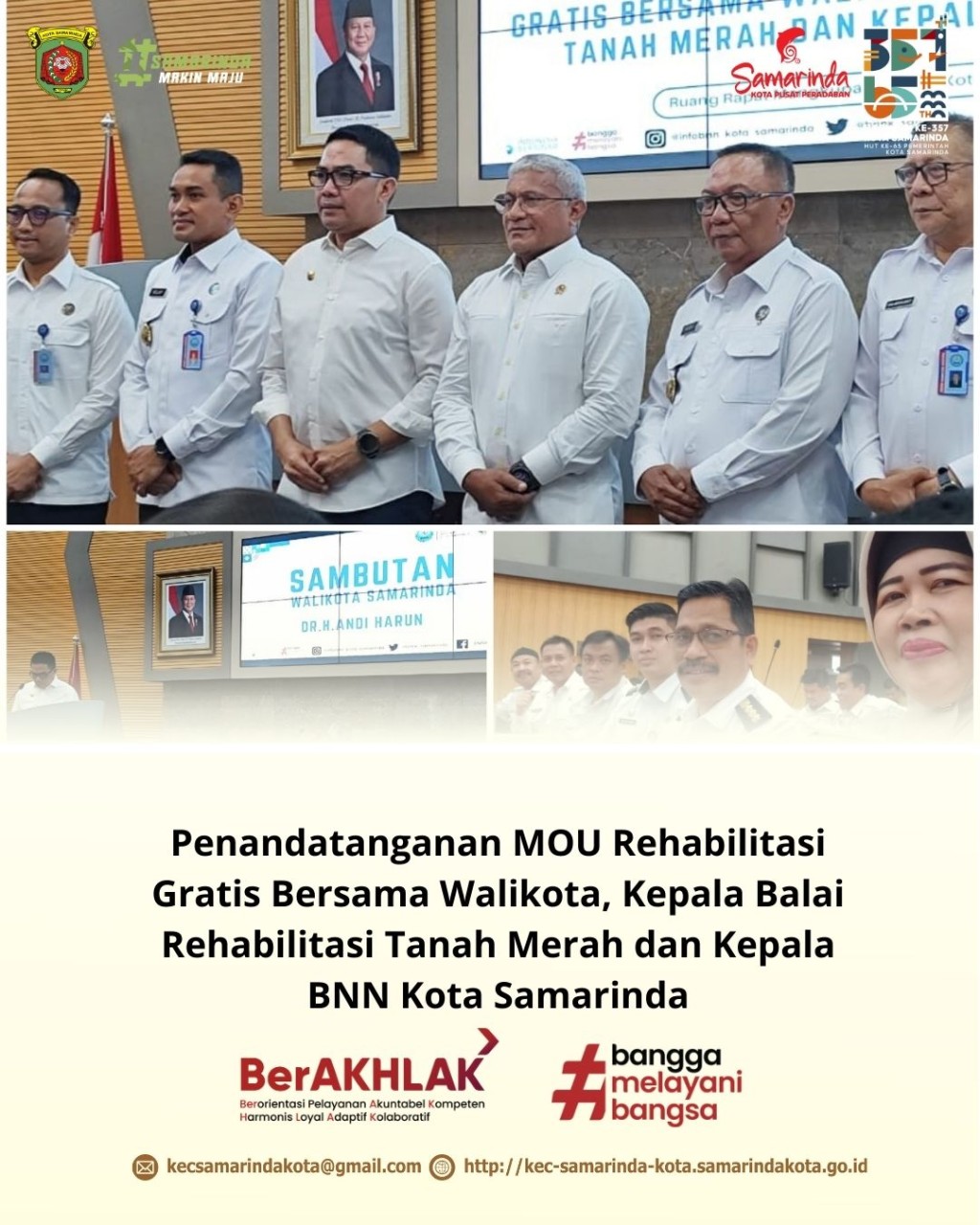Penandatanganan MOU Walikota dan Balai Rehabilitasi Tanah Merah