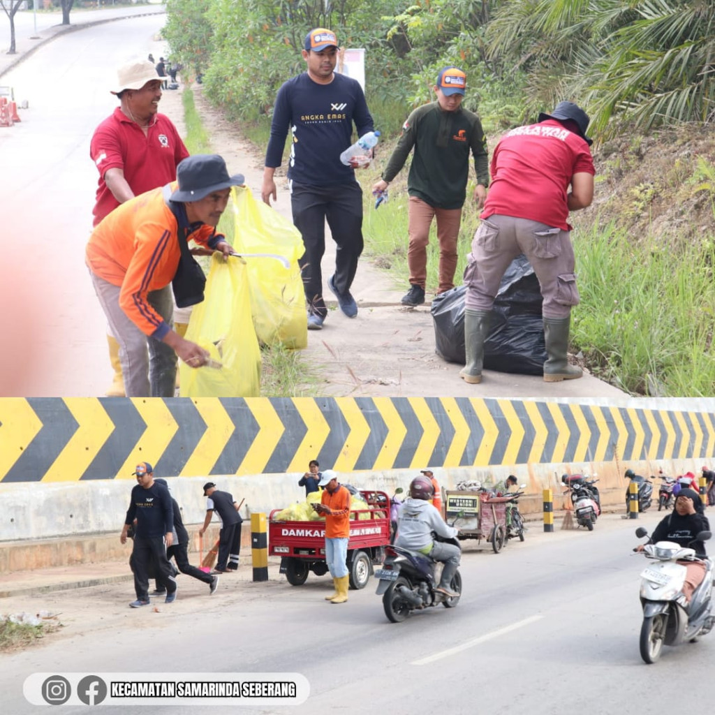 Sampah adalah tanggung jawab bersama, Samarinda Seberang berkolaborasi dengan Palaran dalam pembersihan sampah dari Jembatan Achmad Amins menuju Mangkupalas