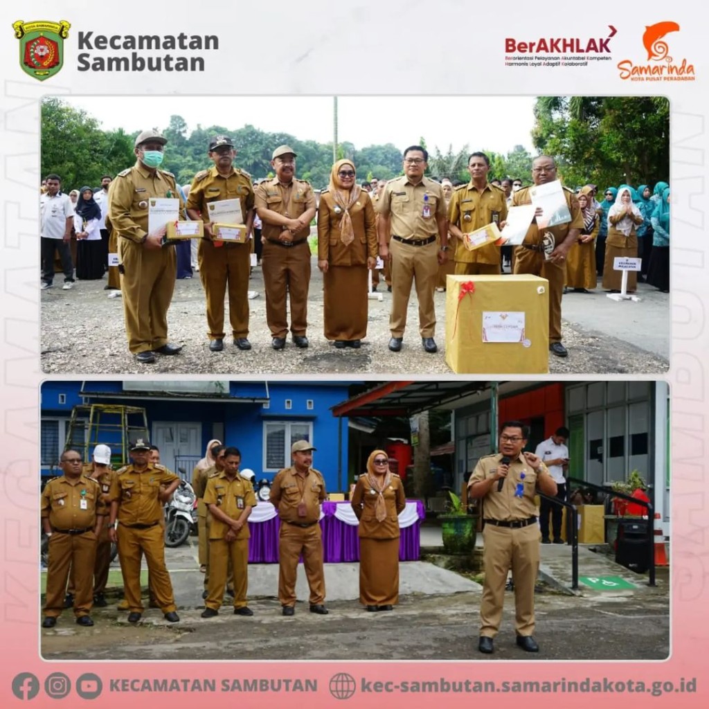 APEL PAGI DIRANGKAIKAN DENGAN PENYERAHAN PIAGAM PENGHARGAAN DILINGKUNGAN KECAMATAN SAMBUTAN