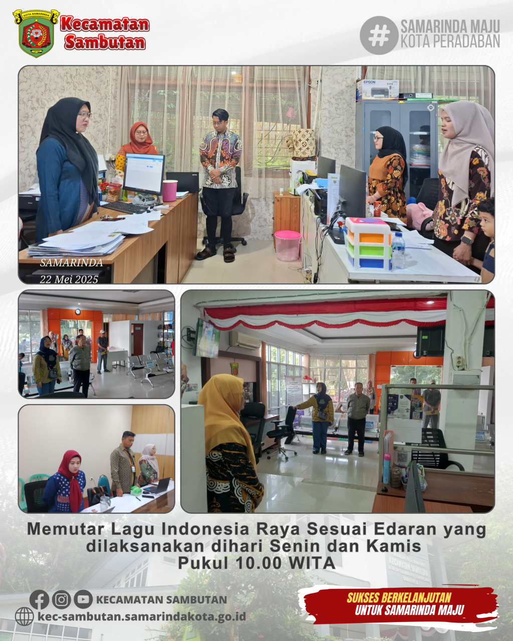 Memutar Lagu Indonesia Raya Sesuai Edaran yang dilaksanakan dihari Senin dan Kamis