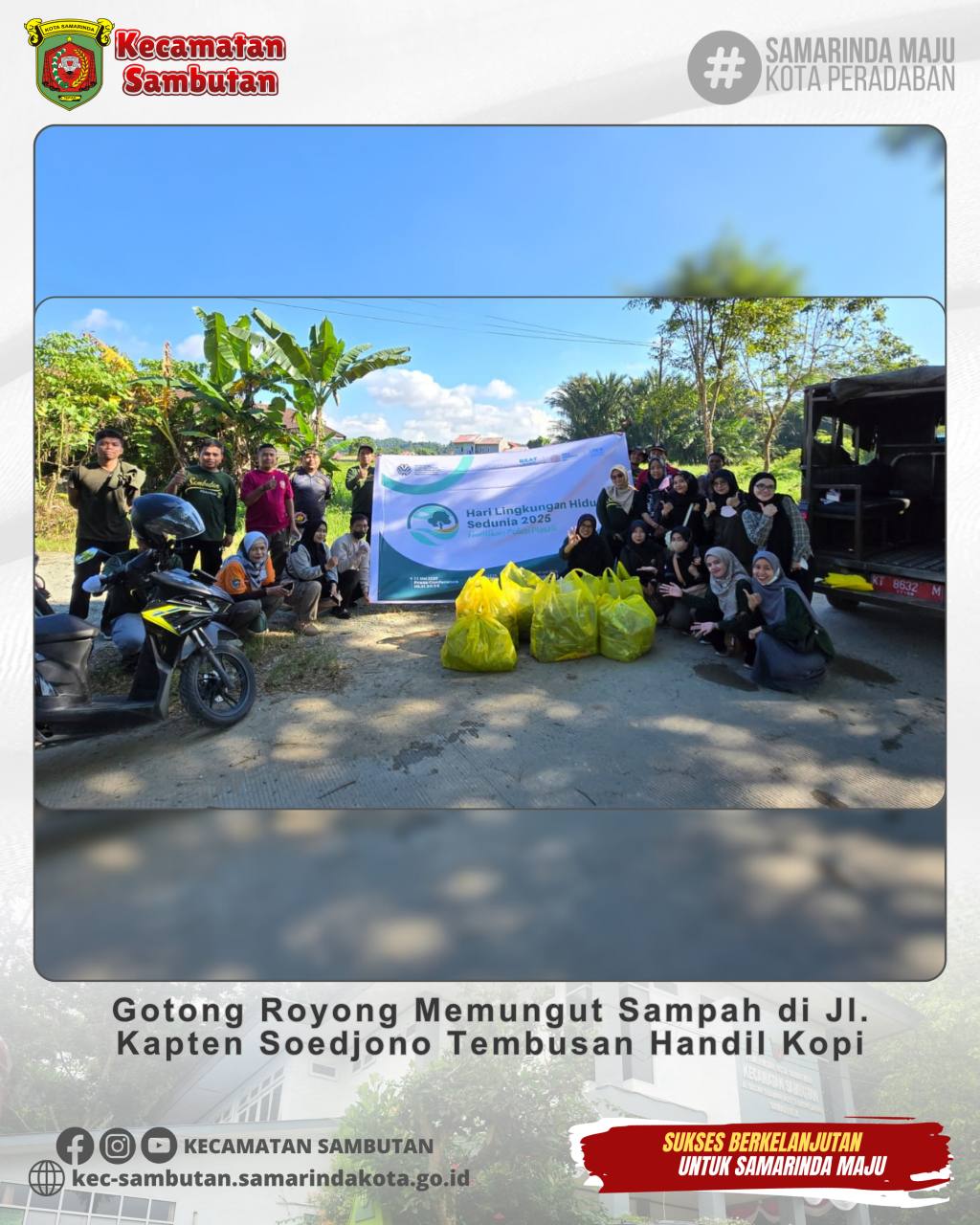 Gotong Royong Memungut Sampah di Jl. Kapten Soedjono Ujung tembusan handil kopi