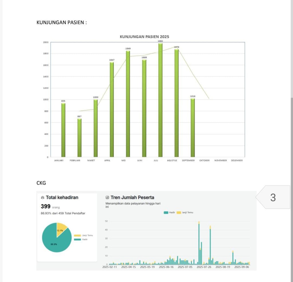 Update: Kunjungan Pasien sampai 13 September 2025 dan Grafik Pelayanan CKG