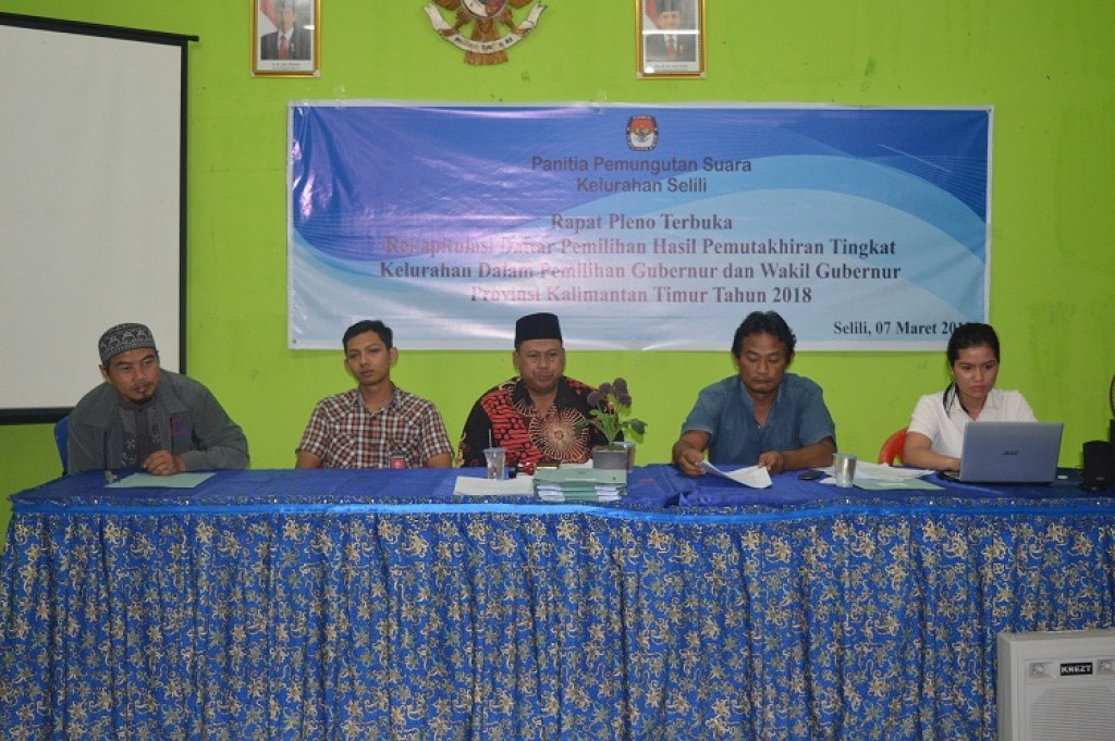Rapat Pleno Terbuka Kelurahan Selili "Rekapitulasi Daftar Pemilihan Hasil Pemuktahiran Tingkat Kelurahan Dalam pemilihan Gubernur Dan Wakil Gubernur