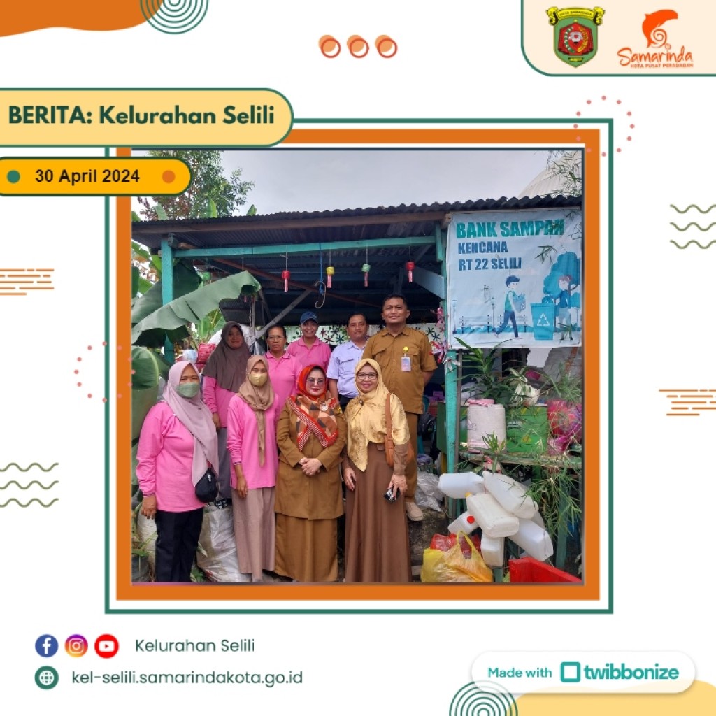 Kasi Ekobang Kelurahan Selili Mendampingi Pengurus Bank Sampah Kencana di Kelurahan Selili dalam Pembinaan oleh Dinas Lingkungan Hidup Kota Samarinda (30/07/2024)