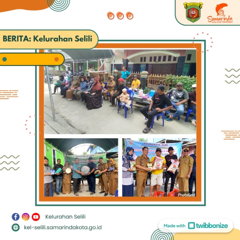 Serah terima barang PROBEBAYA Kelurahan Selili bersaam POKMAS Manunggal Jaya (10/09/2024)