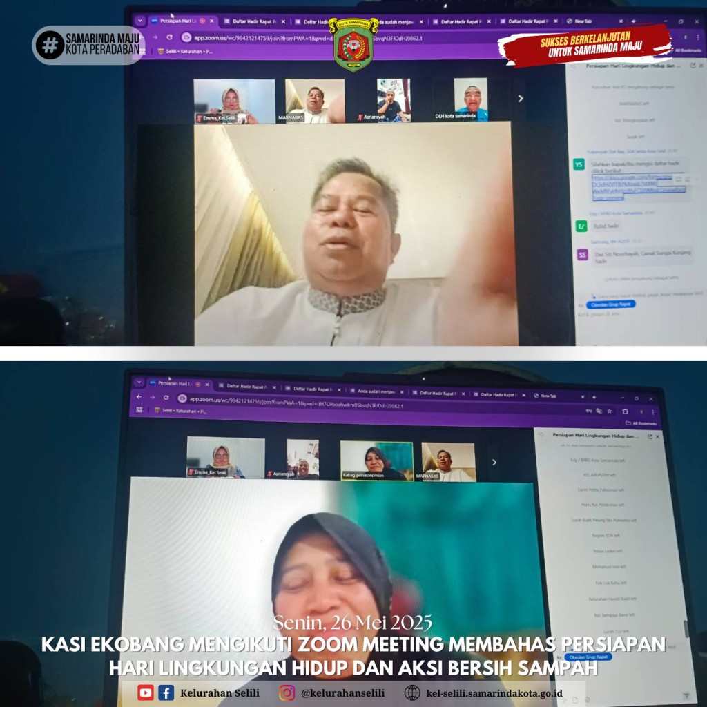 Kasi Ekobang Kelurahan Selili Ikuti Zoom Meeting Persiapan Hari Lingkungan Hidup dan Aksi Bersih Sampah (27/05/2025)