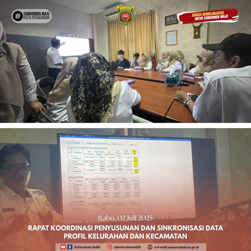 /KASI EKOBANG, KASI KESRA, DAN OPERATOR PRODESKEL HADIRI RAKOR PENYUSUNAN DAN SINKRONISASI DATA PROFIL KELURAHAN DAN KECAMATAN TAHUN 2025 (02/07/2025)