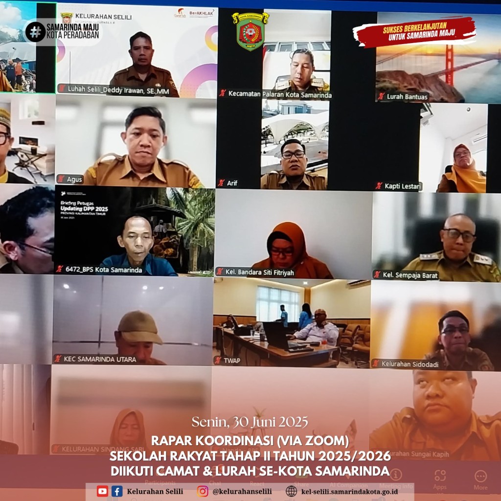 LURAH SELILI IKUTI RAKOR SEKOLAH RAKYAT TAHAP II TAHUN 2025/2026 BERSAMA CAMAT DAN LURAH SE-KOTA SAMARINDA