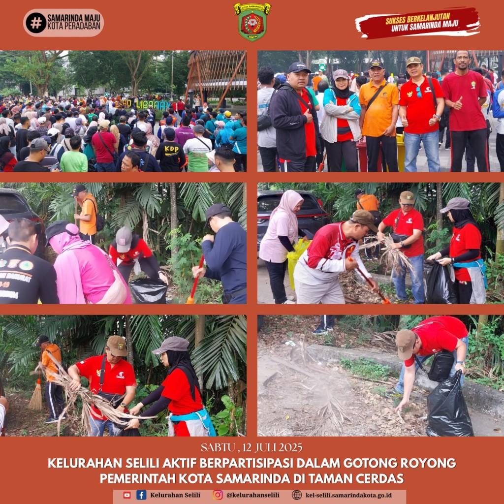 Kelurahan Selili Berpartisipasi Aktif dalam Kegiatan Gotong Royong Pemkot Samarinda di Taman Cerdas (12/07/2025)