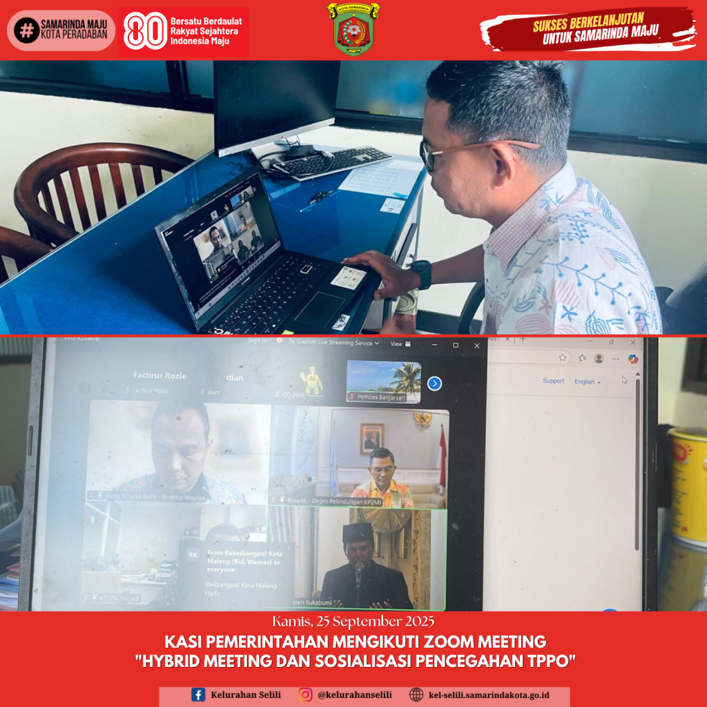 Kasi Pemerintahan dan Tata Tertib mengikuti Zoom Meeting "Hybrid Meeting dan Sosialisasi Pencegahan TPPO" (25/09/2025)