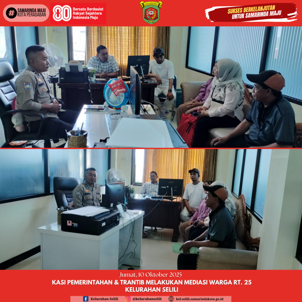 Kasi pemerintahan & Trantib melakukan Mediasi warga RT. 25 Kelurahan Selili Terkait Batas Tanah (10/10/2025)