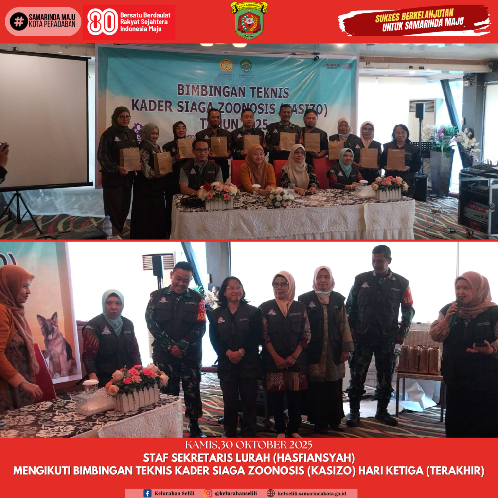 Staf Sekretaris Lurah (Hasfiansyah) Mengikuti Bimbingan Teknis Kader Siaga Zoonosis (Kasizo) HARI KETIGA (TERAKHIR) (30/10/2025)