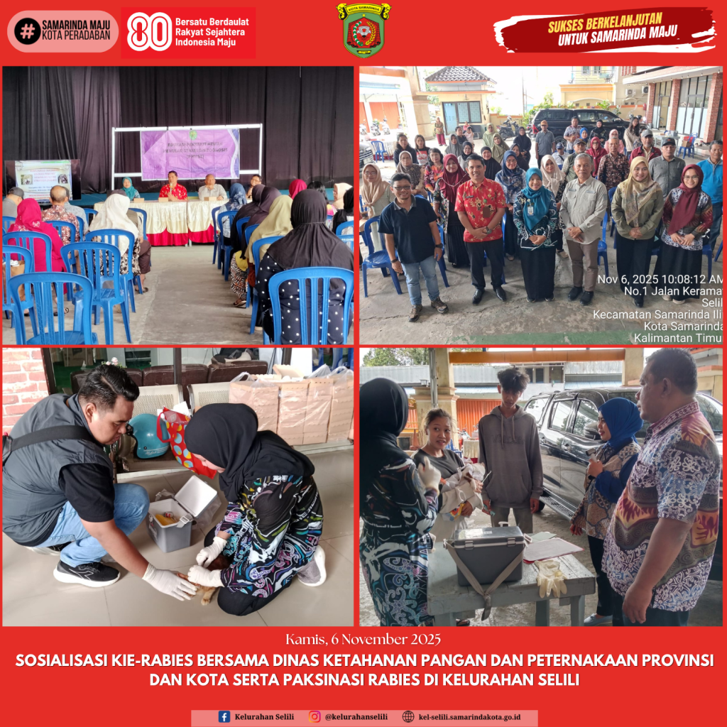 Sosialisasi KIE-Rabies bersama Dinas Ketahanan Pangan dan Peternakaan Provinsi dan Kota serta Paksinasi Rabies di Kelurahan selili (06/11/2025)