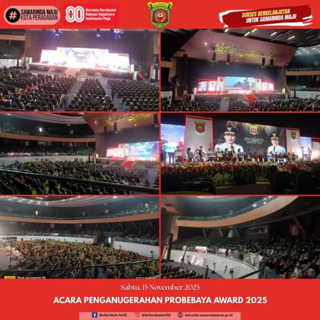 LURAH SELILI, SELURUH KETUA RT, DAN TAMU UNDANGAN HADIRI PENGANUGERAHAN PROBEBAYA AWARD 2025 DI PLENARY HALL SEMP AJA (15/11/25)