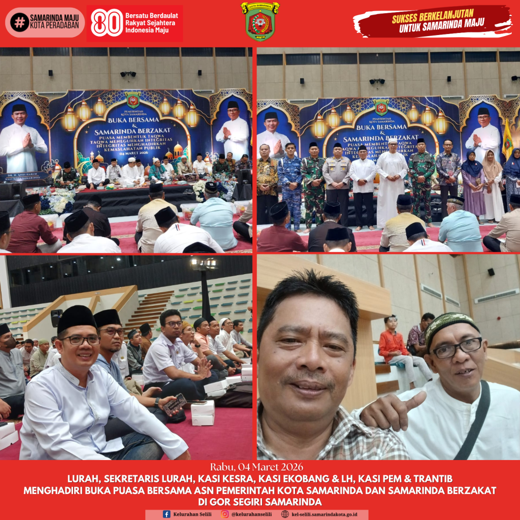 Lurah, Sekretaris Lurah, Kasi kesra, Kasi ekobang & LH, Kasi pem & Trantib Menghadiri Buka Puasa Bersama ASN Pemerintah Kota Samarinda dan Samarinda Berzakat di GOR Segiri Samarinda (05/03/2026)