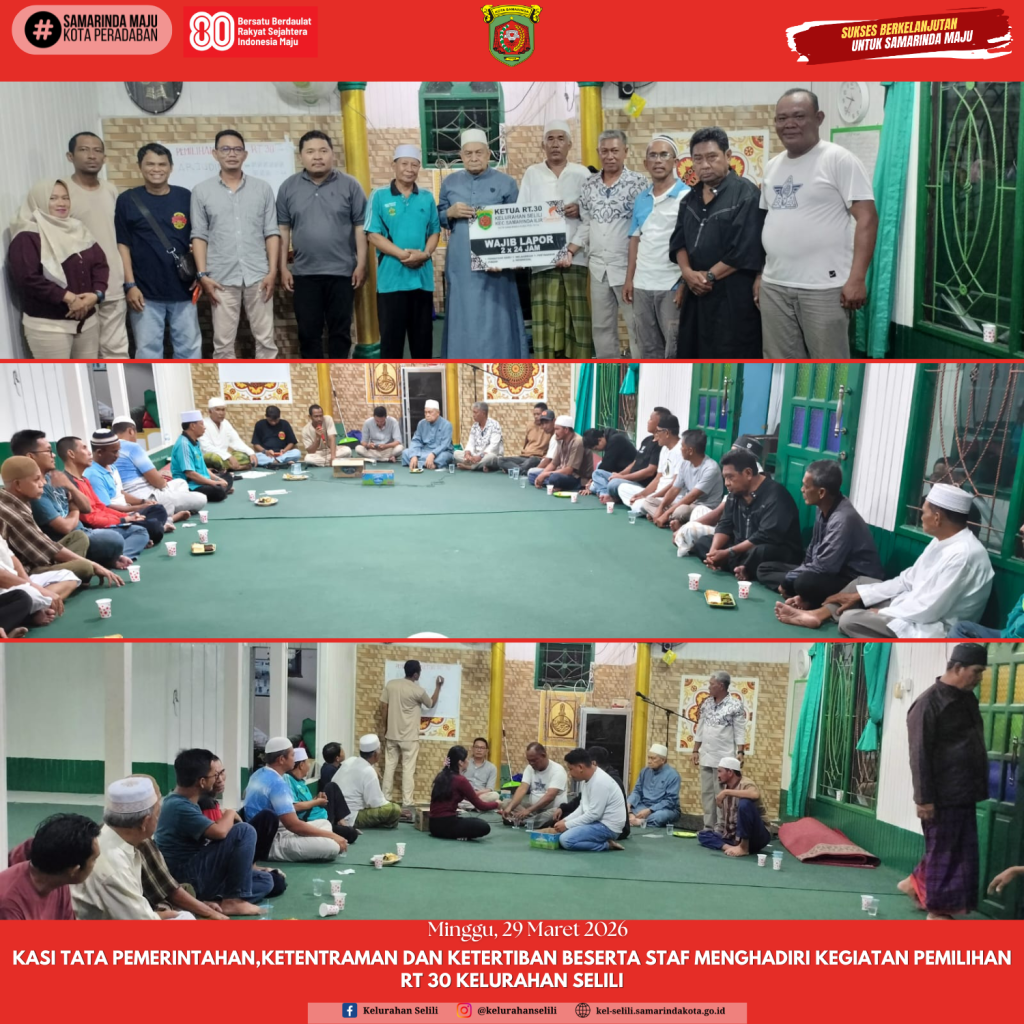 Kasi Tata Pemerintahan,ketentraman dan ketertiban beserta Staf Menghadiri Kegiatan Pemilihan RT 30 Kelurahan Selili (29/03/2026)