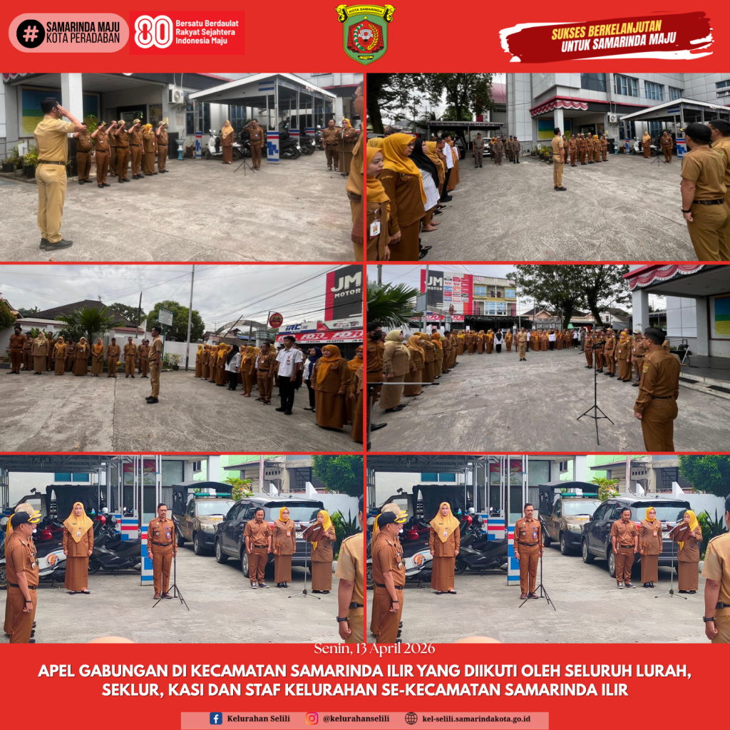 APEL GABUNGAN DI KECAMATAN SAMARINDA ILIR YANG DIIKUTI OLEH SELURUH LURAH, SEKLUR, KASI DAN STAF KELURAHAN SE-KECAMATAN SAMARINDA ILIR (13/04/2026)