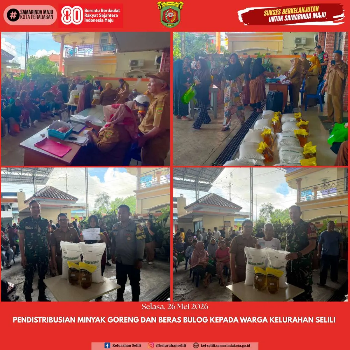 Pendistribusian Minyak Goreng dan Beras Bulog kepada warga kelurahan Selili (26/05/2026)