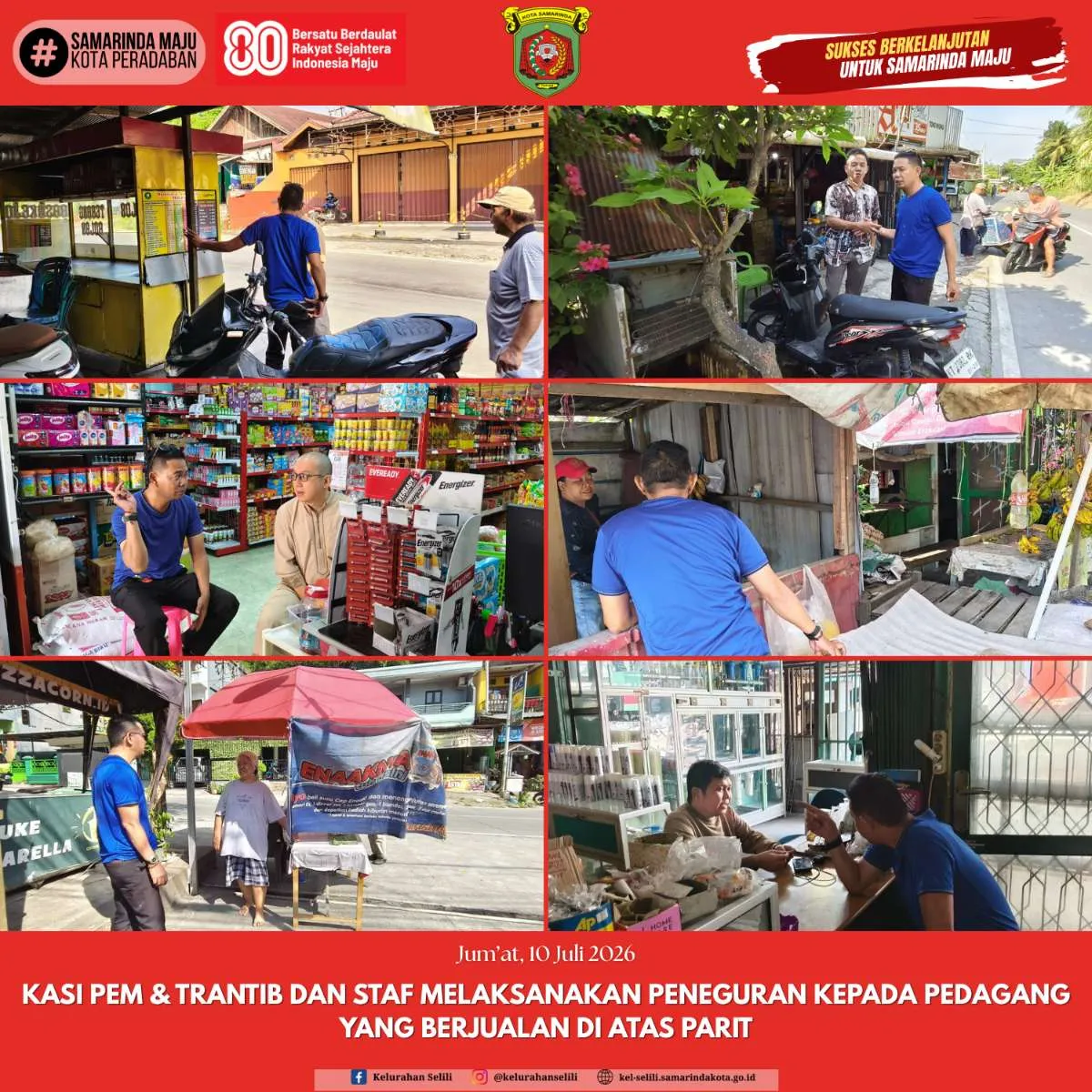 KASI PEM & TRANTIB DAN STAF MELAKSANAKAN PENEGURAN KEPADA PEDAGANG YANG BERJUALAN DI ATAS PARIT (10/07/2026)