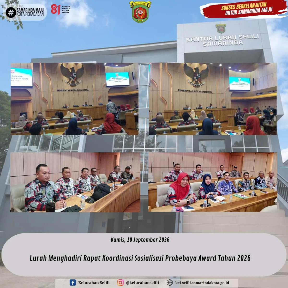 Lurah Menghadiri Rapat Koordinasi Sosialisasi Probebaya Award Tahun 2026 (10/09/2026)