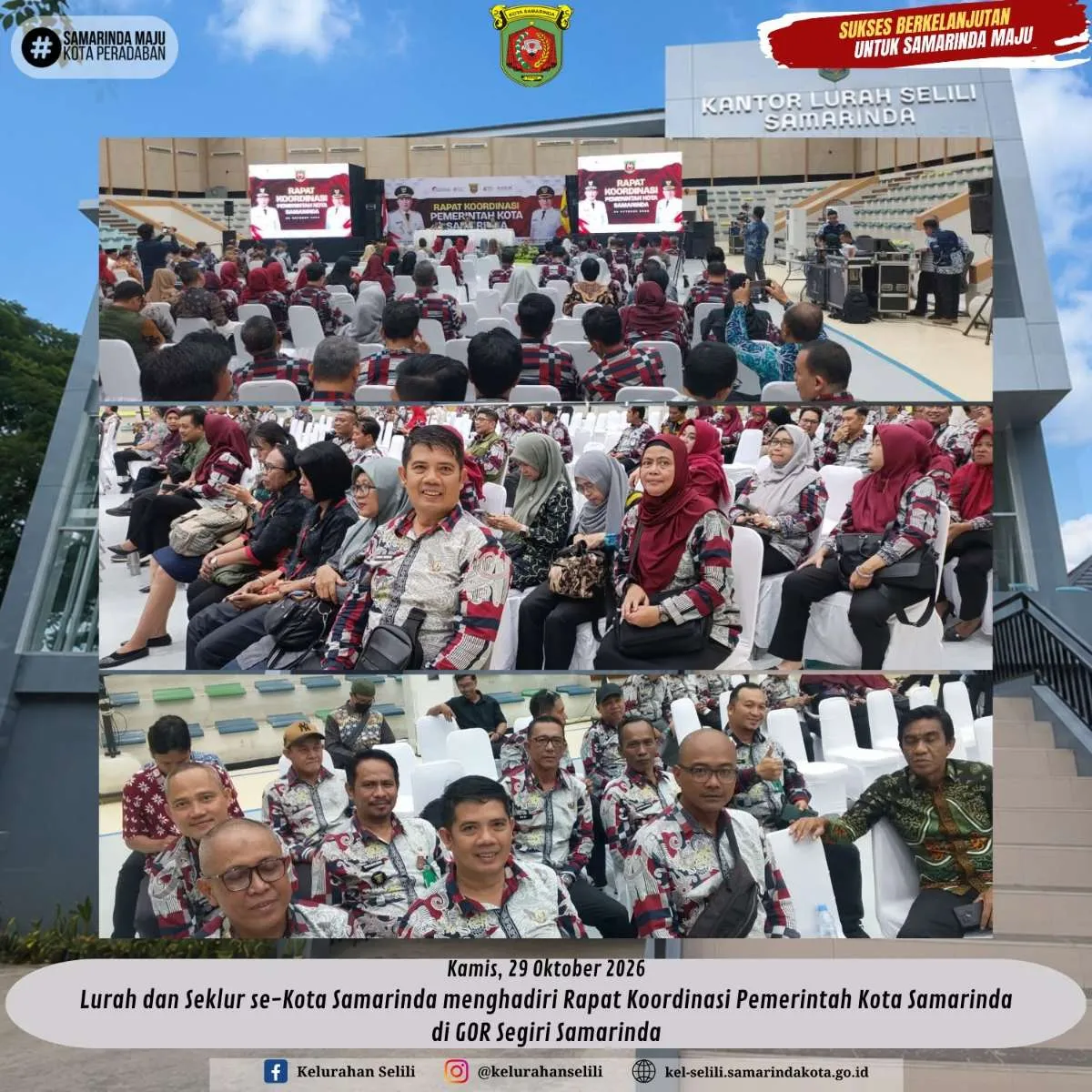 Lurah dan Seklur se-Kota Samarinda menghadiri Rapat Koordinasi Pemerintah Kota Samarinda di GOR Segiri Samarinda (29/10/2026)