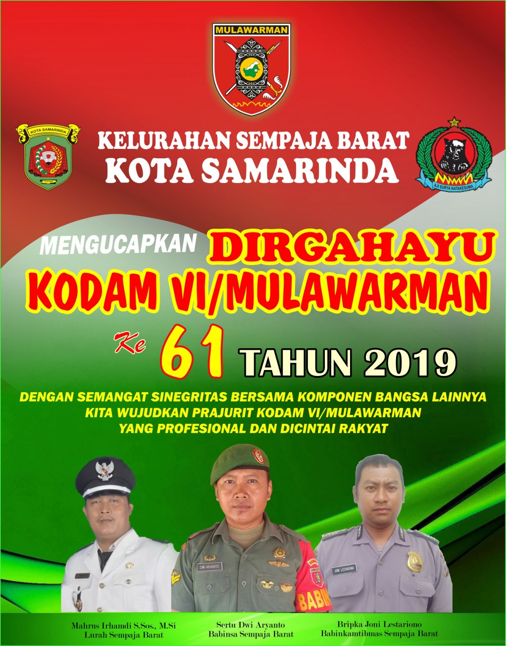 DIRGAHAYU KODAM VI MULAWARMAN KE-61 Tahun 2019