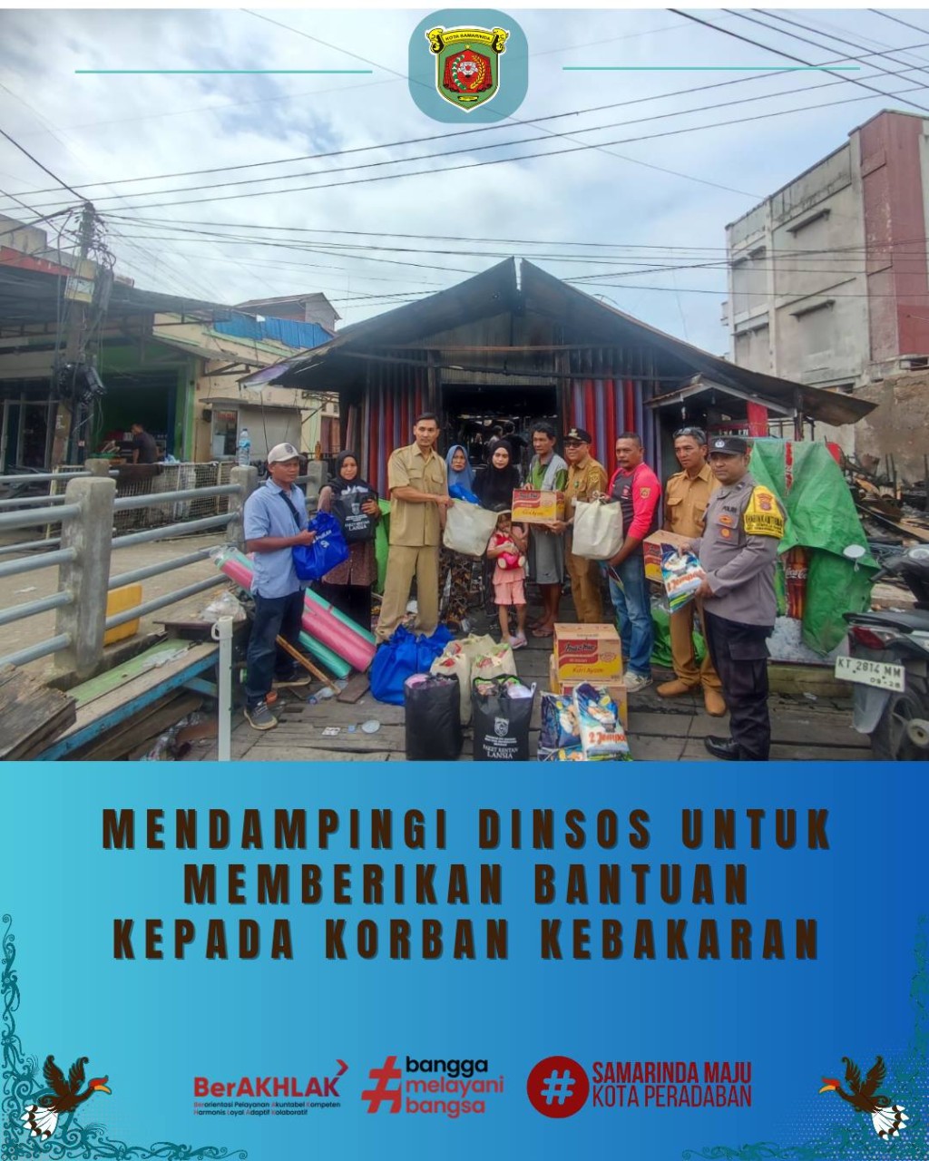 Giat siang, Senin 08 Desember 2025 Melaksanakan pendampingan dari Dinas Sosial Memberikan Bantuan kepada Korban Kebakaran yang berupa Sembako