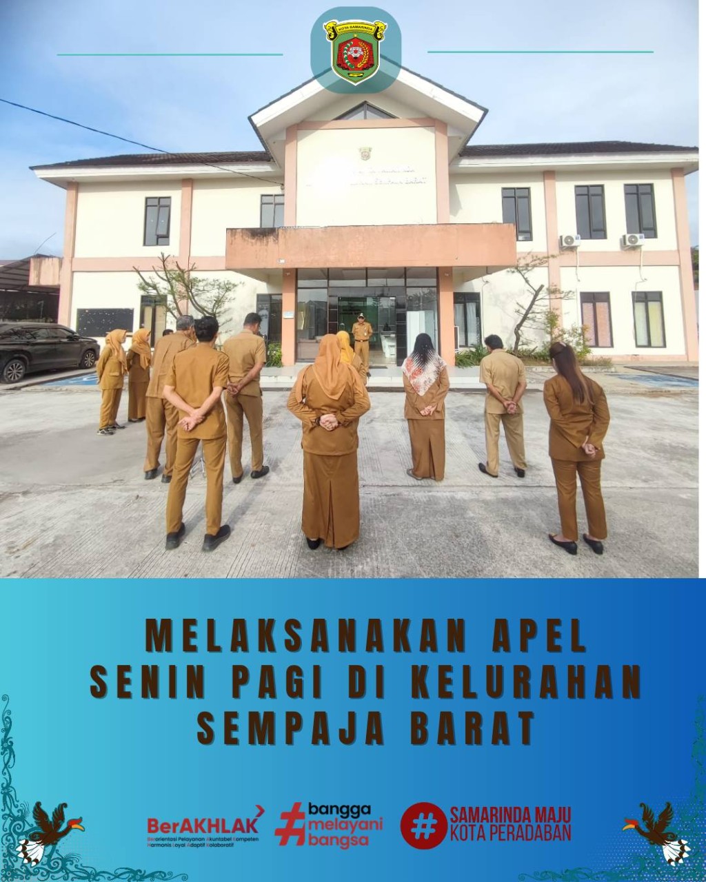 Giat, Senin 12 Januari 2026 Melaksanakan apel Senin pagi di kelurahan sempaja barat dipimpin oleh Lurah.
