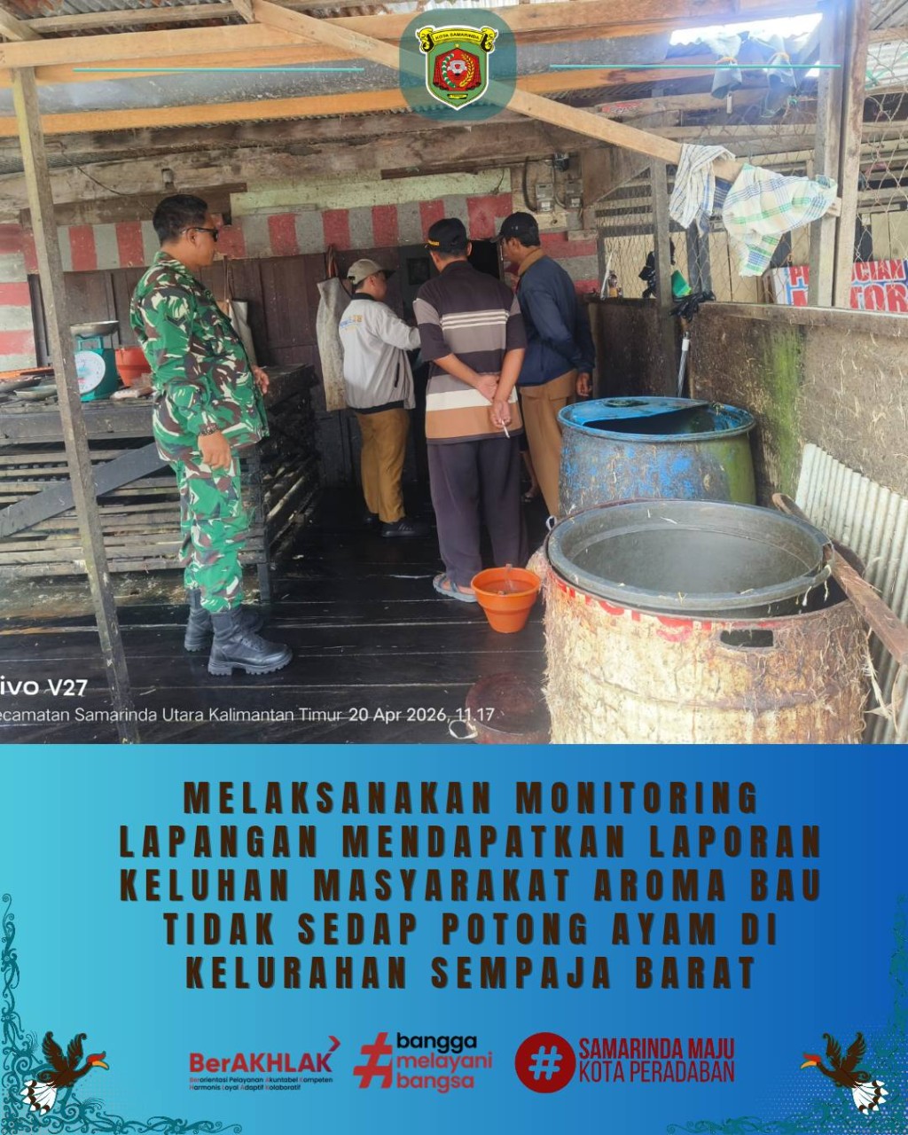 Giat siang, Senin 20 April 2026 Monitoring dan pemberitahuan kepada pemilik usaha penjual Ayam  yang dikeluhkan warga RT.04