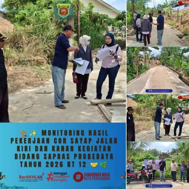 MONITORING HASIL PEKERJAAN COR SAYAP JALAN KIRI DAN KANAN KEGIATAN BIDANG SAPRAS PROBEBAYA TAHUN 2026 RT 12