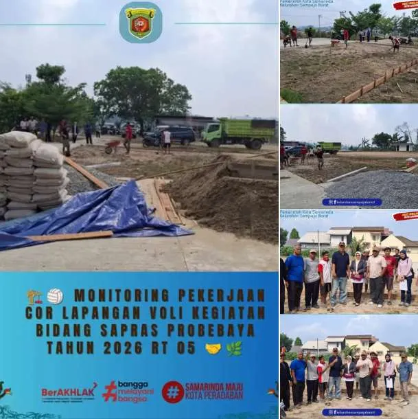  MONITORING PEKERJAAN COR LAPANGAN VOLI KEGIATAN BIDANG SAPRAS PROBEBAYA TAHUN 2026 RT 05