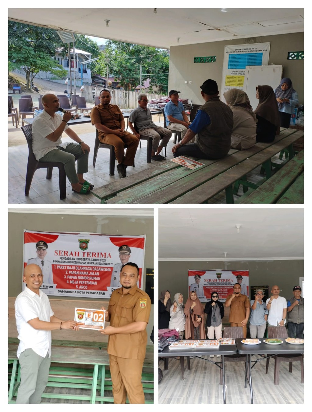 Serah terima Pembelian Barang Kegiatan Sapras Probebaya Th 2024 di lingkungan RT. 19 Kel. Sempaja Selatan