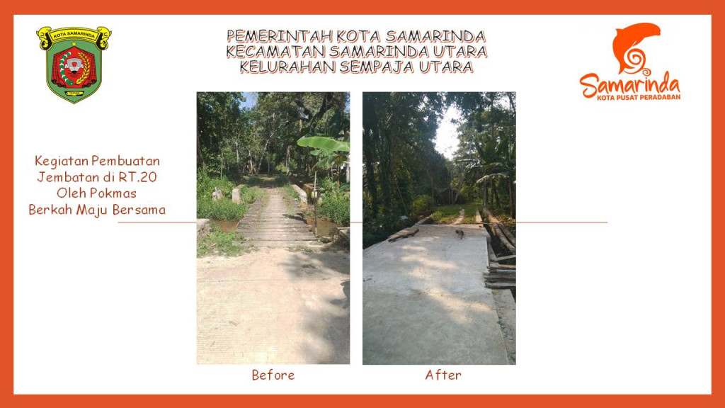 Kegiatan Pembutan Jembatan di RT.20 Kelurahan Sempaja Utara oleh Pokmas Berkah maju Bersama