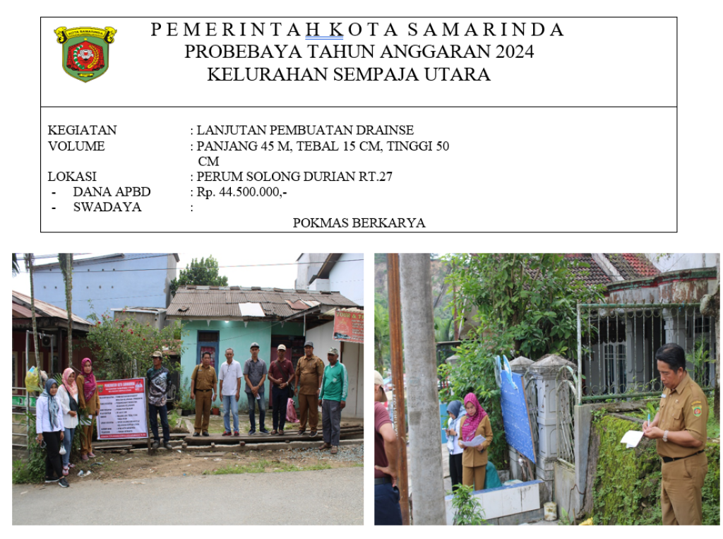 LANJUTAN PEMBUATAN DRAINSE DI PERUM SOLONG DURIAN RT.27
