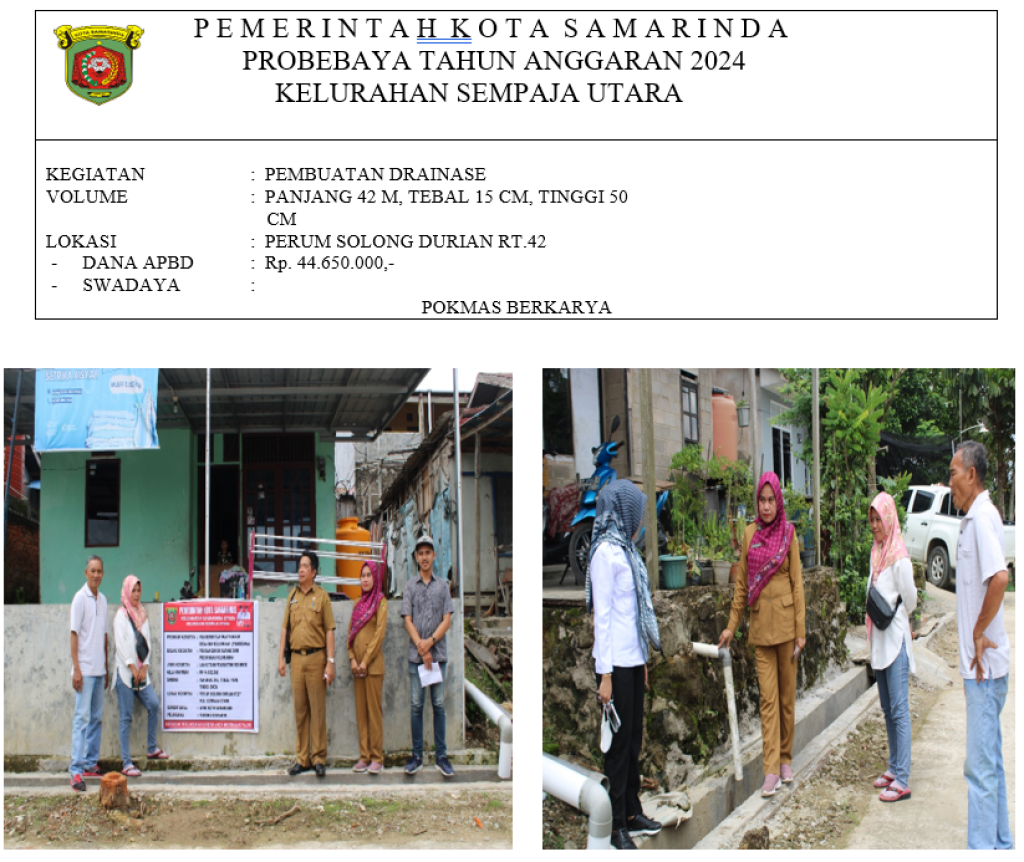 PEMBUATAN DRAINASE DI PERUM SOLONG DURIAN RT.42