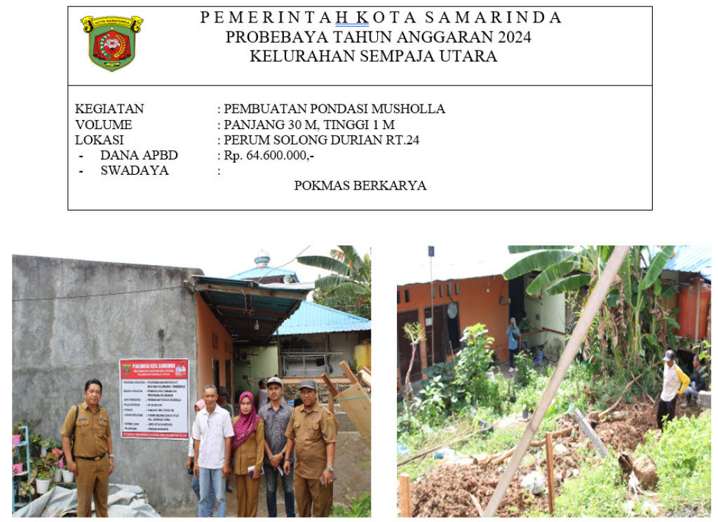 PEMBUATAN PONDASI MUSHOLLA DI PERUM SOLONG DURIAN RT.24
