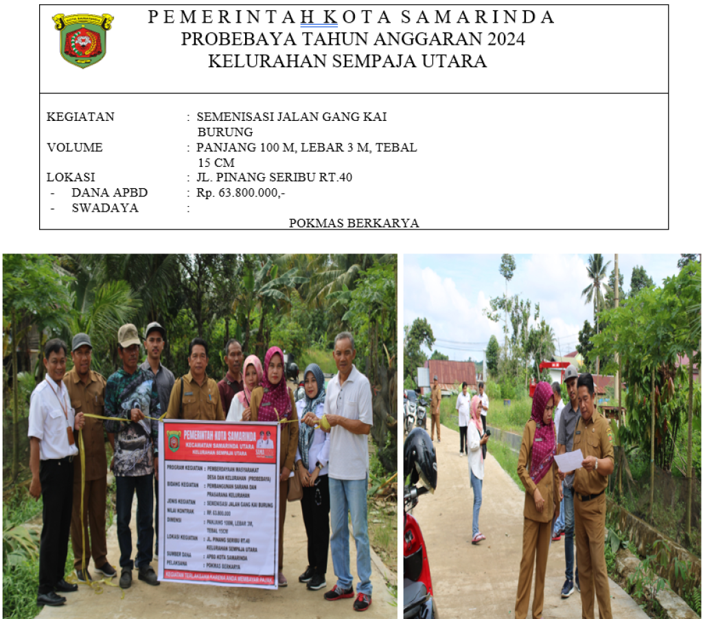 SEMENISASI JALAN GANG KAI DI JL. PINANG SERIBU RT.40