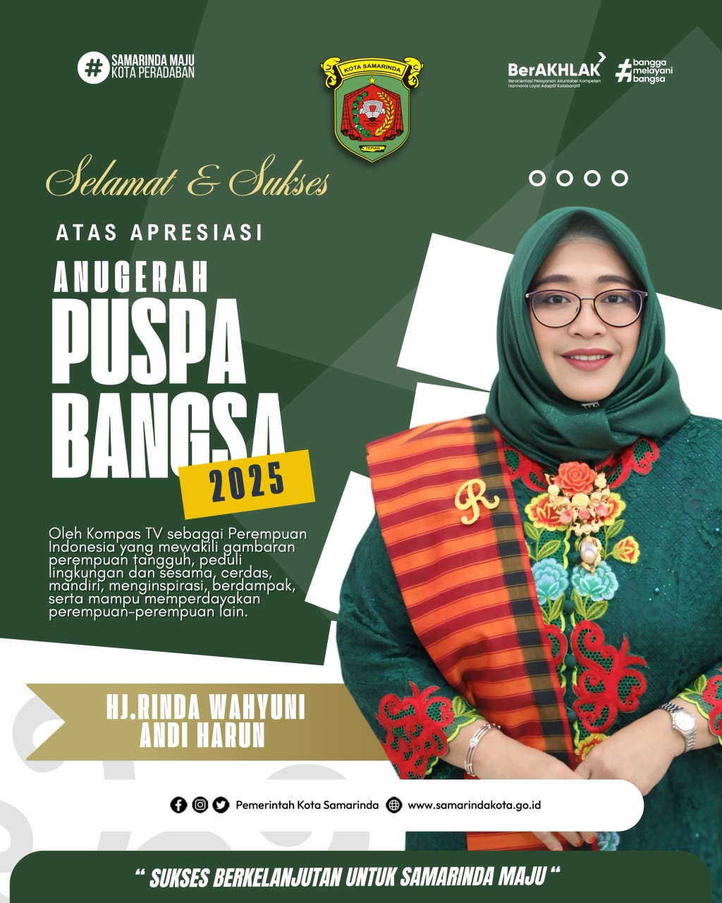 Selamat Dan Sukses, IBU HJ. RINDA WAHYU ANDI HARUN. Atas Apresiasi Anugrah PUSPA BANGSA 2025