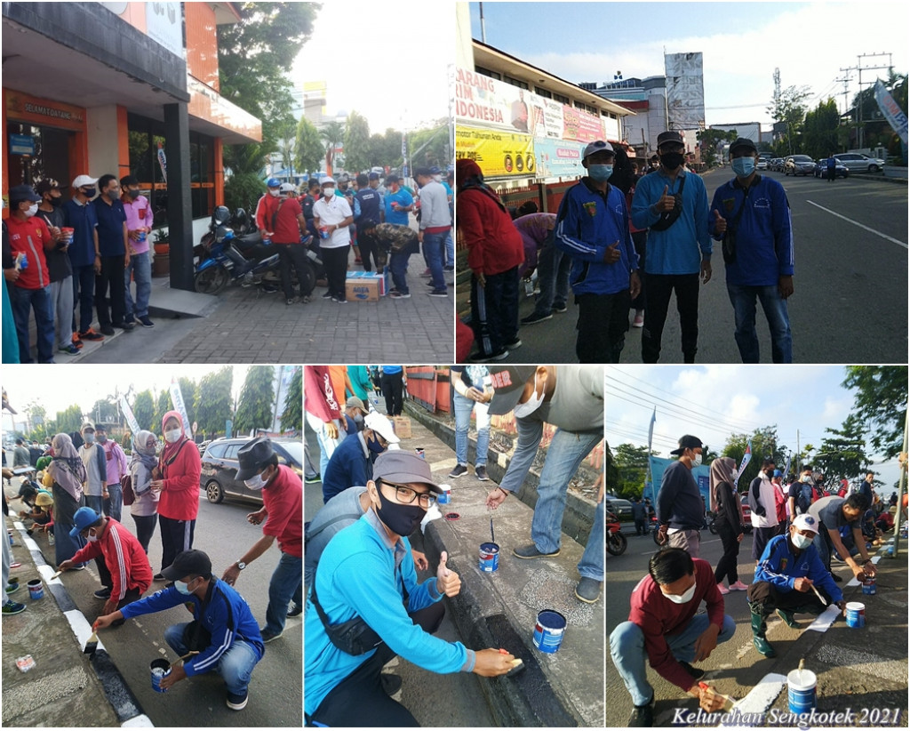 Kerja Bakti Pengecatan Trotoar Jalan