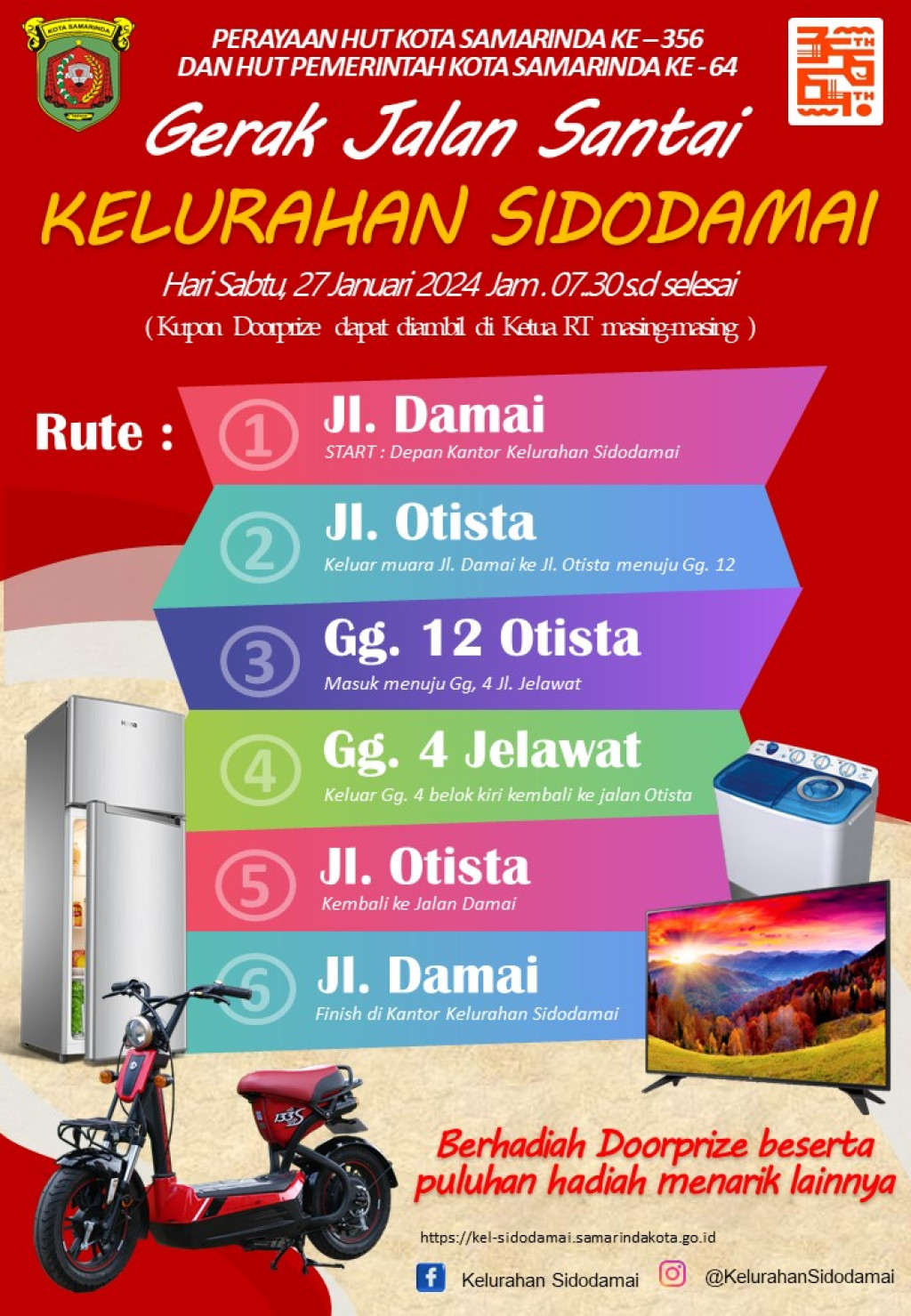 Dalam Rangka Memperingati HUT Kota Samarinda Ke - 356 & Pemkot Kota Samarinda Ke - 64 Kelurahan Sidodamai Menyelenggarakan Gerak Jalan santai